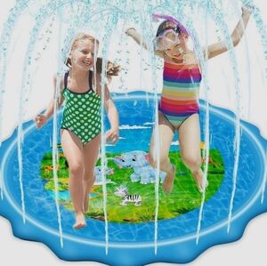 Vorosy Sprinkle & Splash 79" Play Mat Featuring Baby Elephants and Other Animals